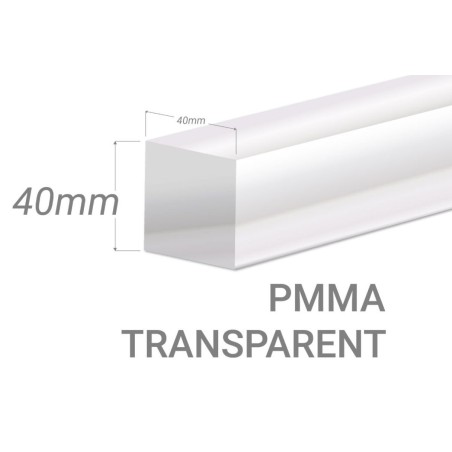 Barre carré PMMA Incolore 25x25mm